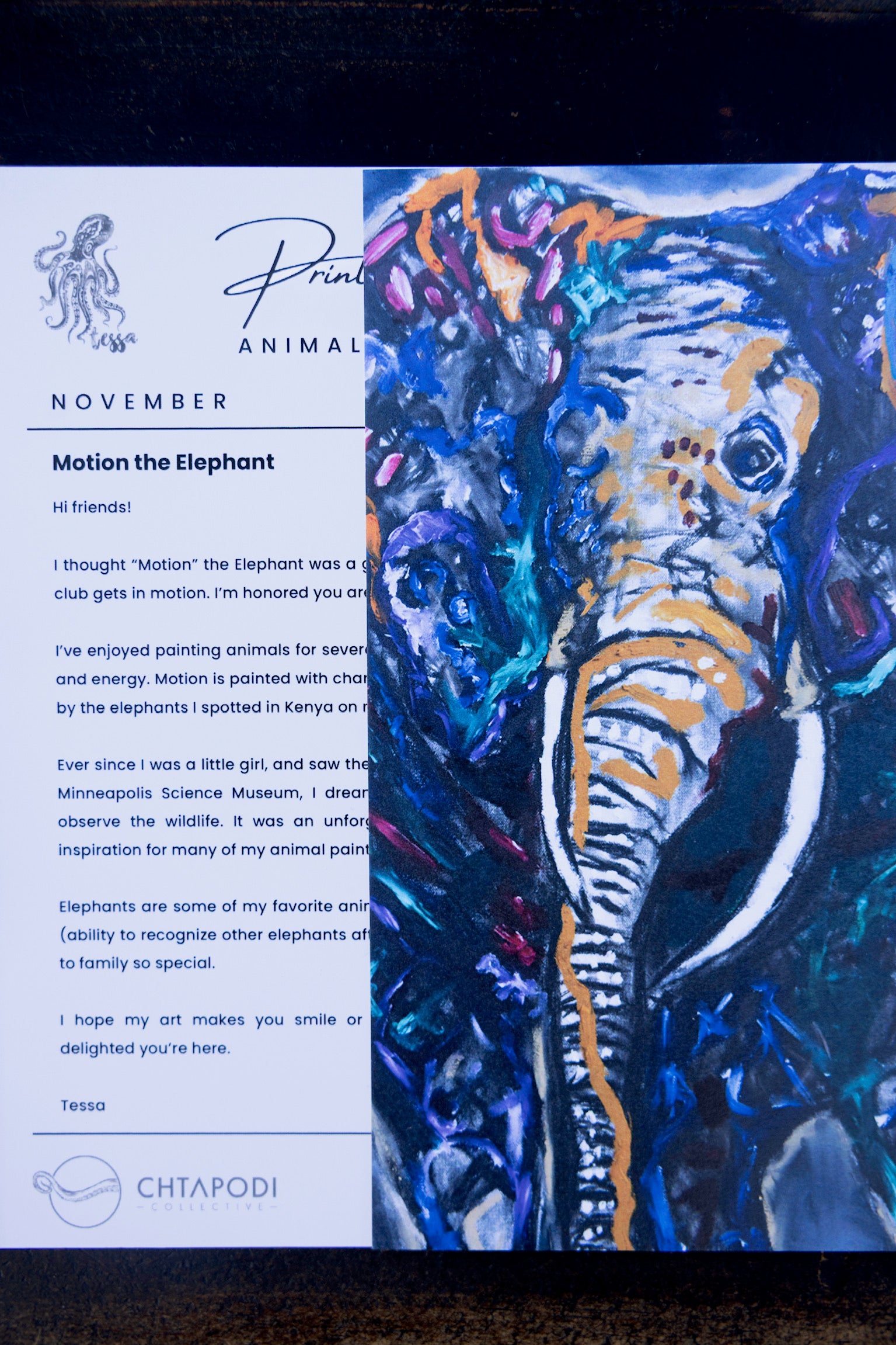 Motion the Elephant Print